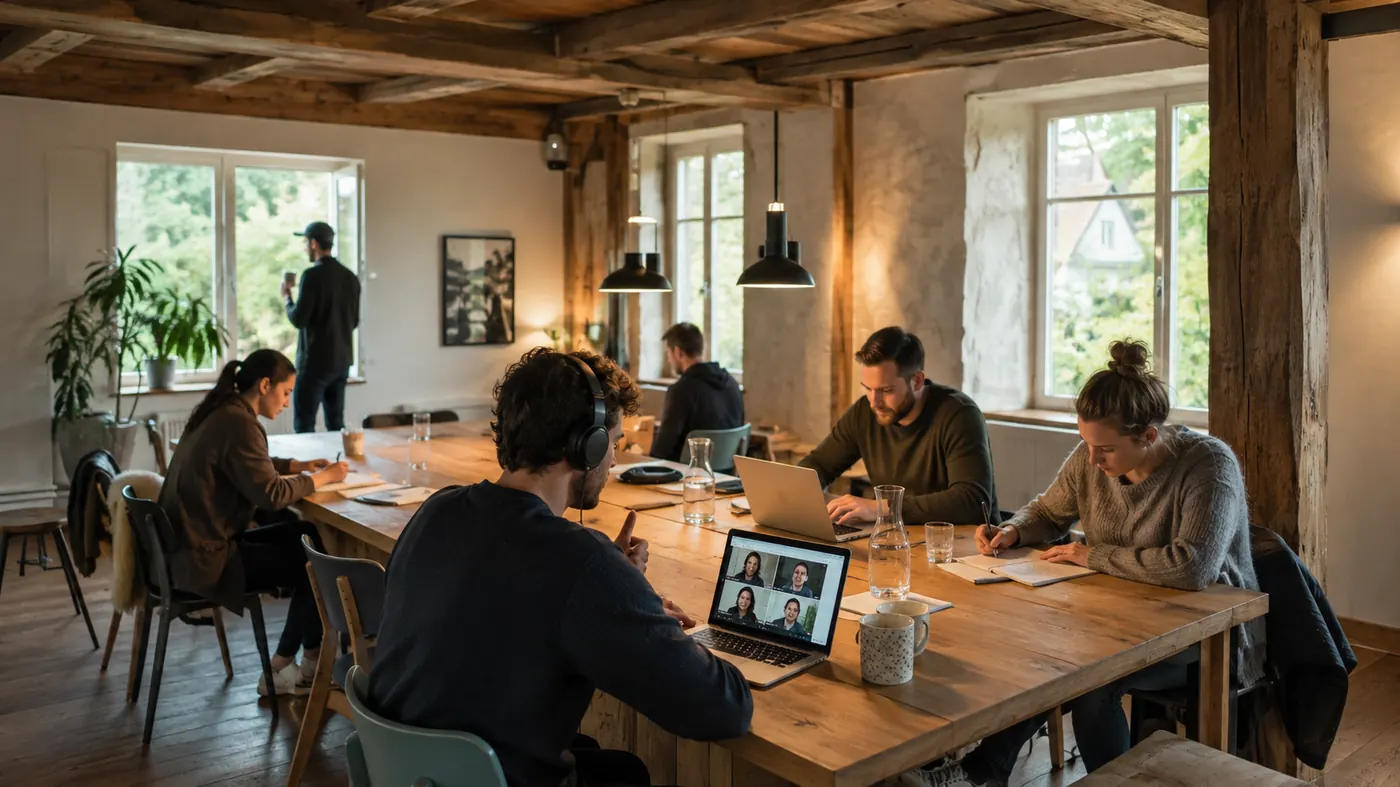 Ortsflexibles Arbeiten in einem modernisierten ländlichen Haus
